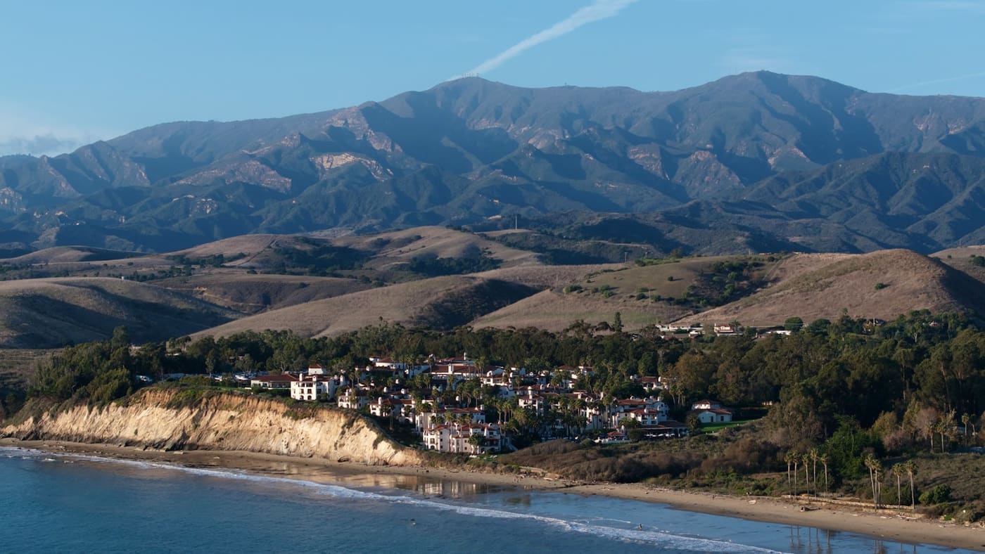 Santa Barbara coastline with the mountains behind