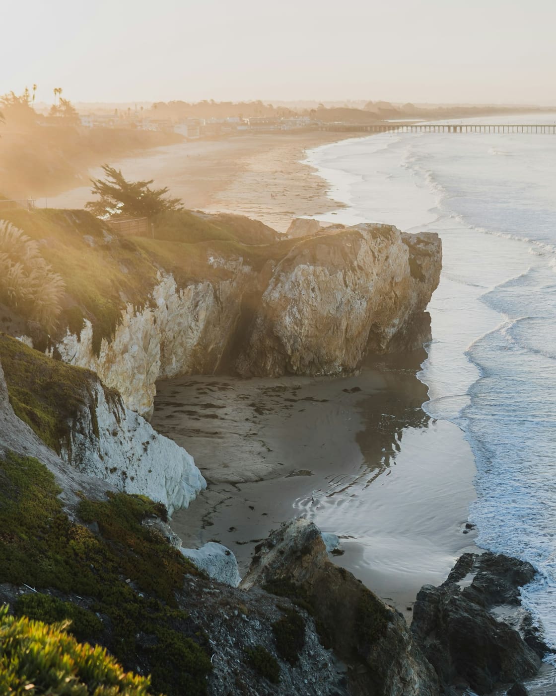 Pismo Beach cliffs in warm sunrise light